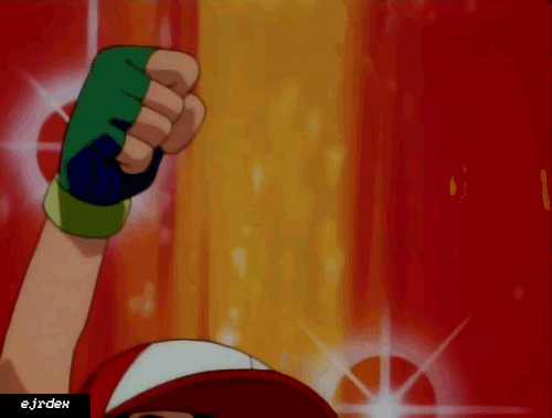 gif of Ash Ketchup and Pikachu jumping for joy and or victory