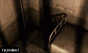 a gif from Silent Hill 2, shadows moving within the jail cell, my updated watermark says 'ejrdex', in the bottom-left corner